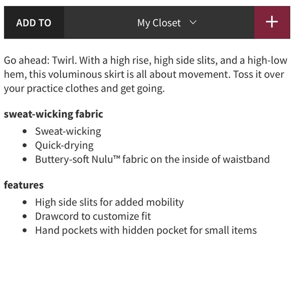 Lululemon High-low Side Slit Super High Rise Skirt Black - Picture 7 of 7